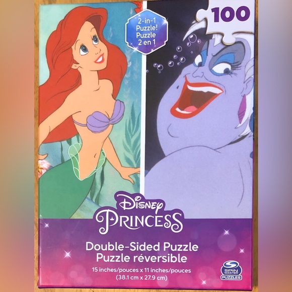 3 Disney Princess Puzzles: 100 pc Double-sided Ariel/Ursula & 2 More 48 pc - Picture 2 of 12